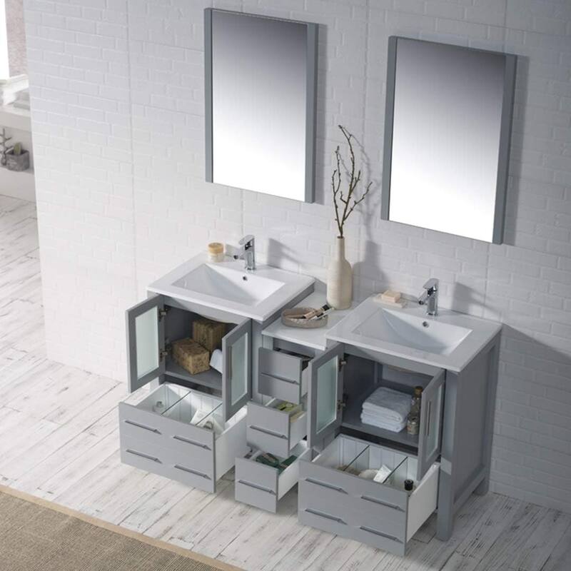 Blossom Sydney 60" Solid Wood Double Sink Bathroom Vanity with Cabinet