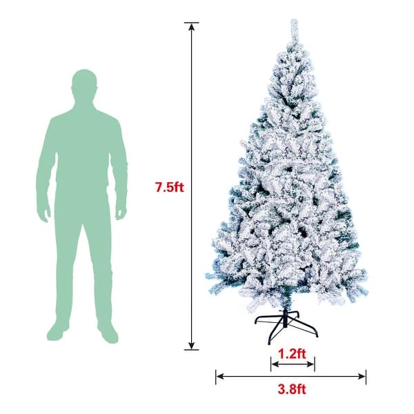 Nearly Natural Snow Flocked 7.5ft Artificial Hinged Pine Tree - Bed ...