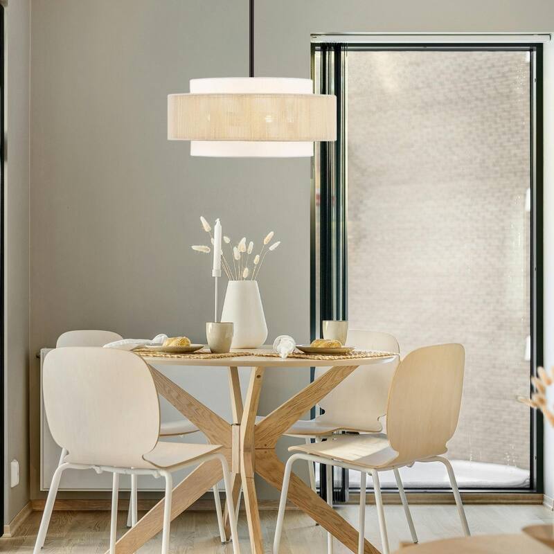 GetLedel 18" 4-Light Rope Drum Shaded Chandelier