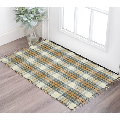 HomeRoots Plaid Lodge Rectangle Area Rug