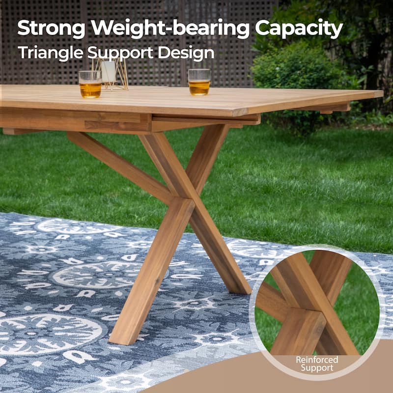 MAISON ARTS Acacia Wood 7/9-Piece Patio Dining Sets, Outdoor Dining Set with Expandable Teak Dining Table and Wooden Chairs