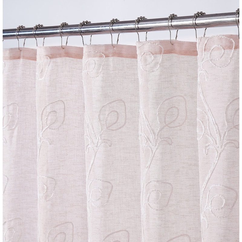Dainty Home Stella Chenille Embroidered Shower Curtain