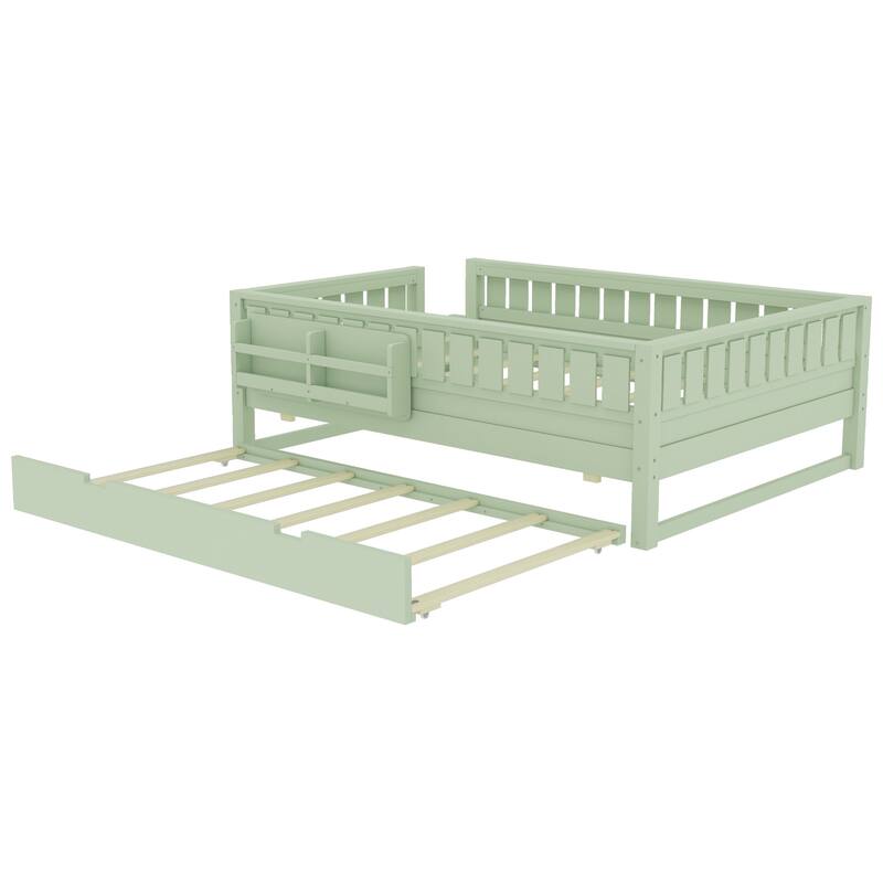 Full with Built-in Bookshelves and Small Staircase, High-Quality Safety Rails, and Trundle