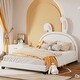 preview thumbnail 12 of 49, PU Leather Full Bed with Rabbit Design, 400lb Capacity Full White
