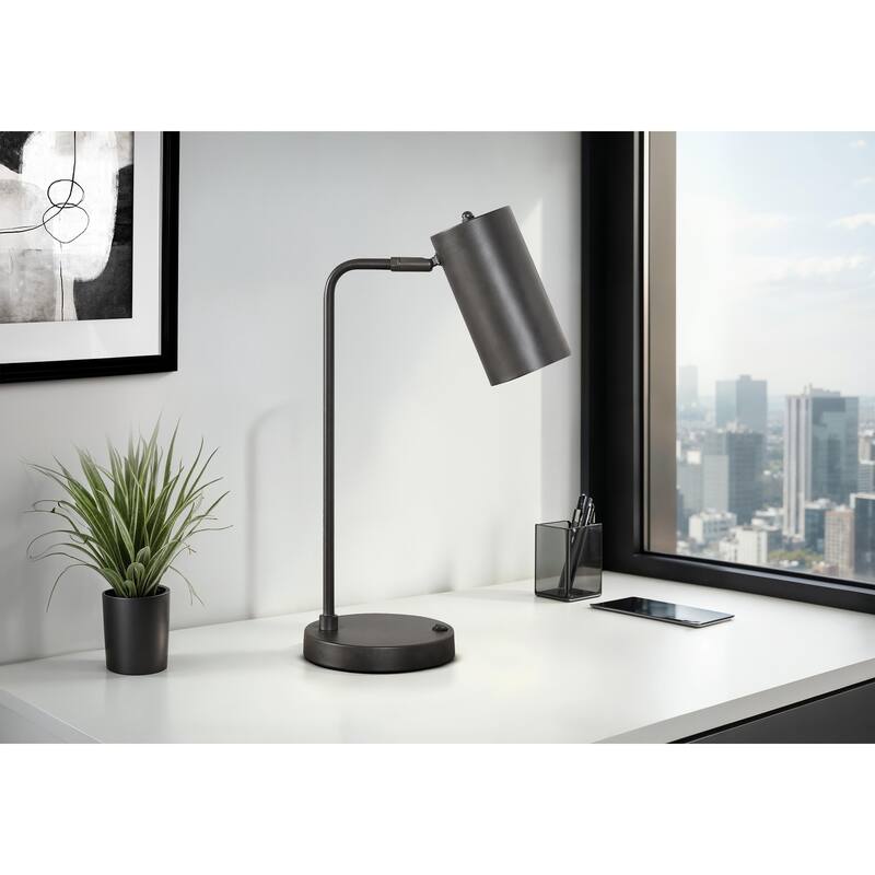 Lighting, 18"h, Table Lamp, Usb Port Included, Grey Metal, Grey Shade, Modern
