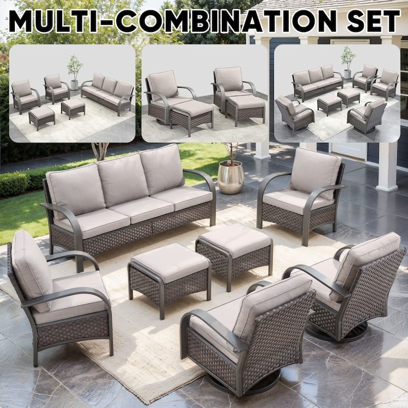 2 Pieces Outdoor Swivel Glider Chairs Set