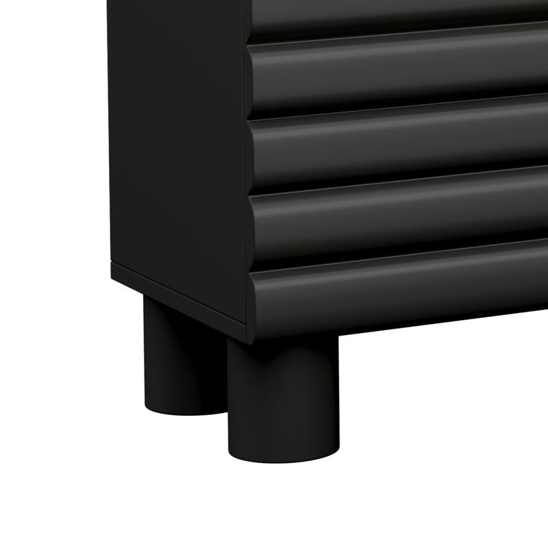 Wavy Door TV Cabinet with Adjustable Shelves & Cable Holes, Media Console Table TV Stand for TVs Up to 75"