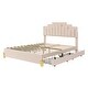 preview thumbnail 5 of 39, Queen Velvet Platform Bed with RGB Lights & 4 Drawers - Modern Design