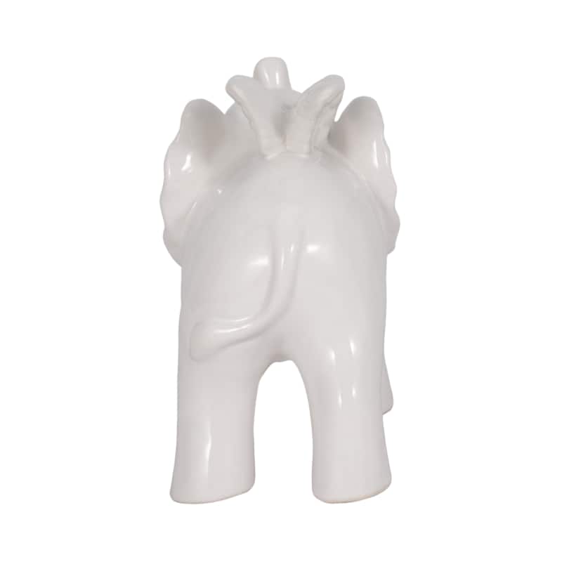 Sagebrook Home White Modern Neutral 7" Ceramic Angel Elephant Figurine - 8" x 4" x 6"