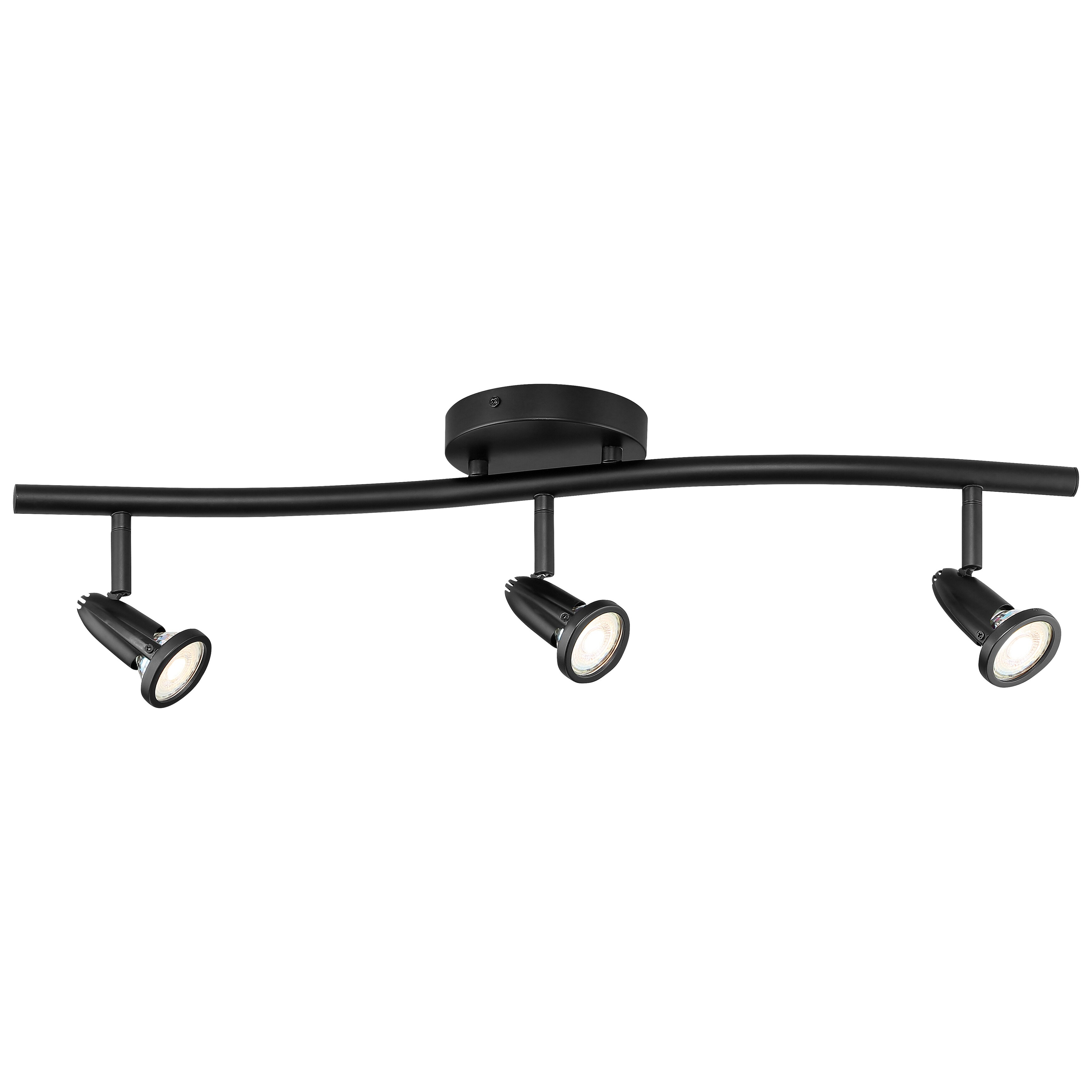 Modern 3 Way Black & Chrome Straight Bar Ceiling Spotlight 
