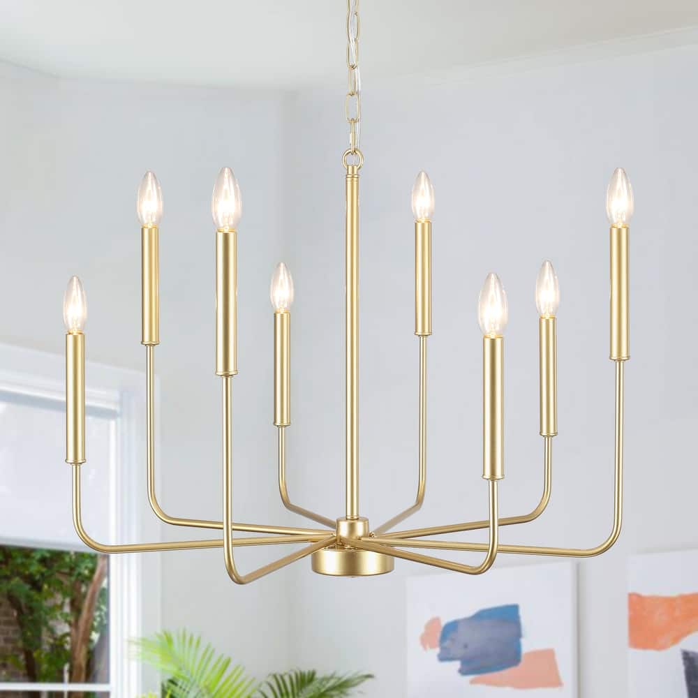 Farmhouse Chandelier, 8-Light Classic Candle Metal Chandelier for Dining Room Living Room Bedroom Kitchen - W26.96"x H34.44"
