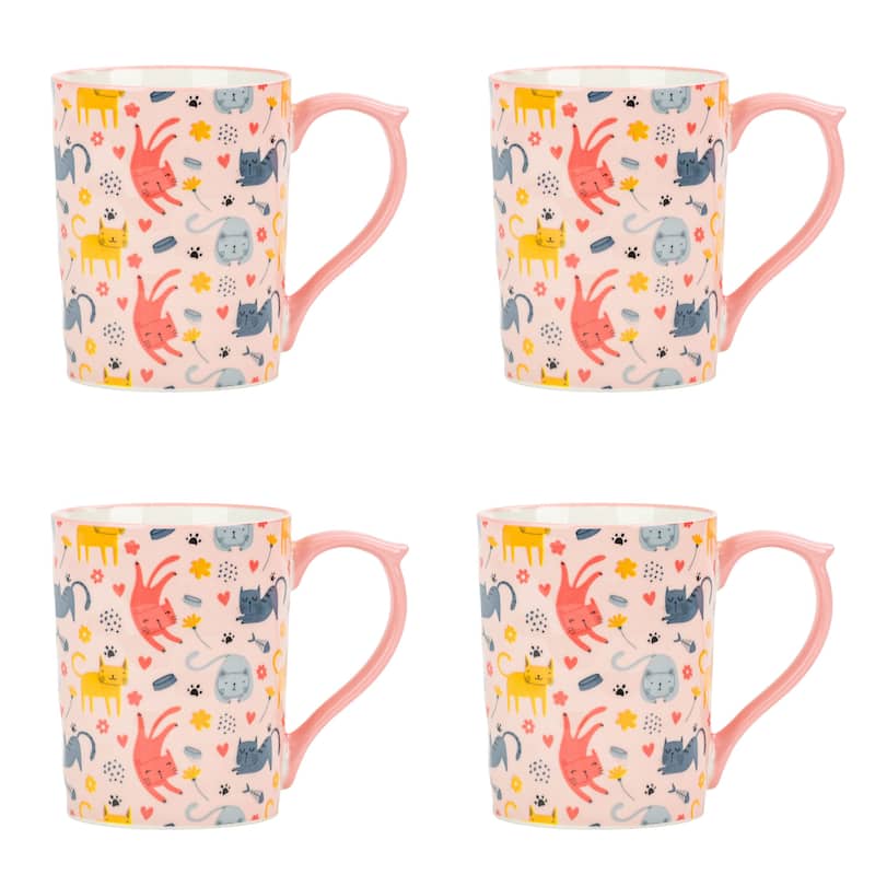 10 Stawberry Street Sylvie Animals Mug, Set of 4 - Casts on Pink