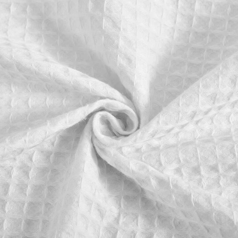 Cotton Blend Honeycomb Waffle Shower Curtain with Snap-in Liner