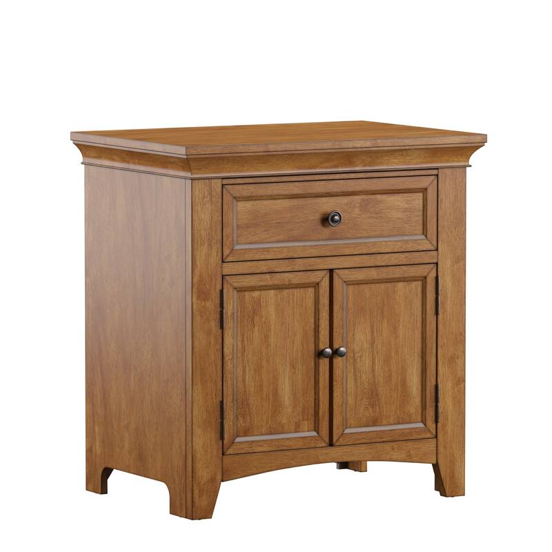 Ediline 1-drawer Wood Cupboard Nightstand with Charging Station by iNSPIRE Q Classic - Oak