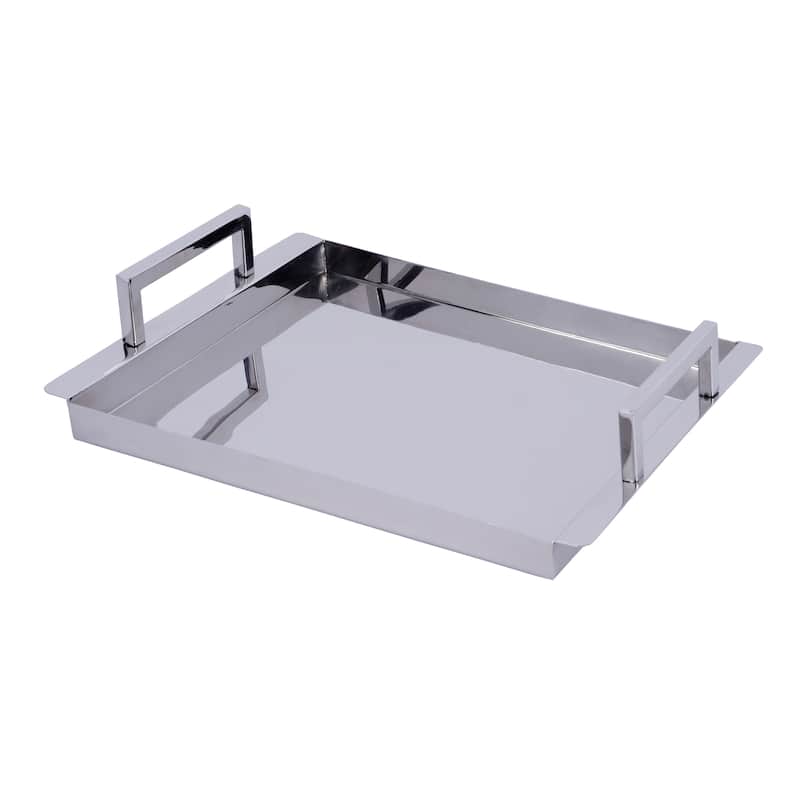 Eva Rectangle Serving Tray - Polished Silver
