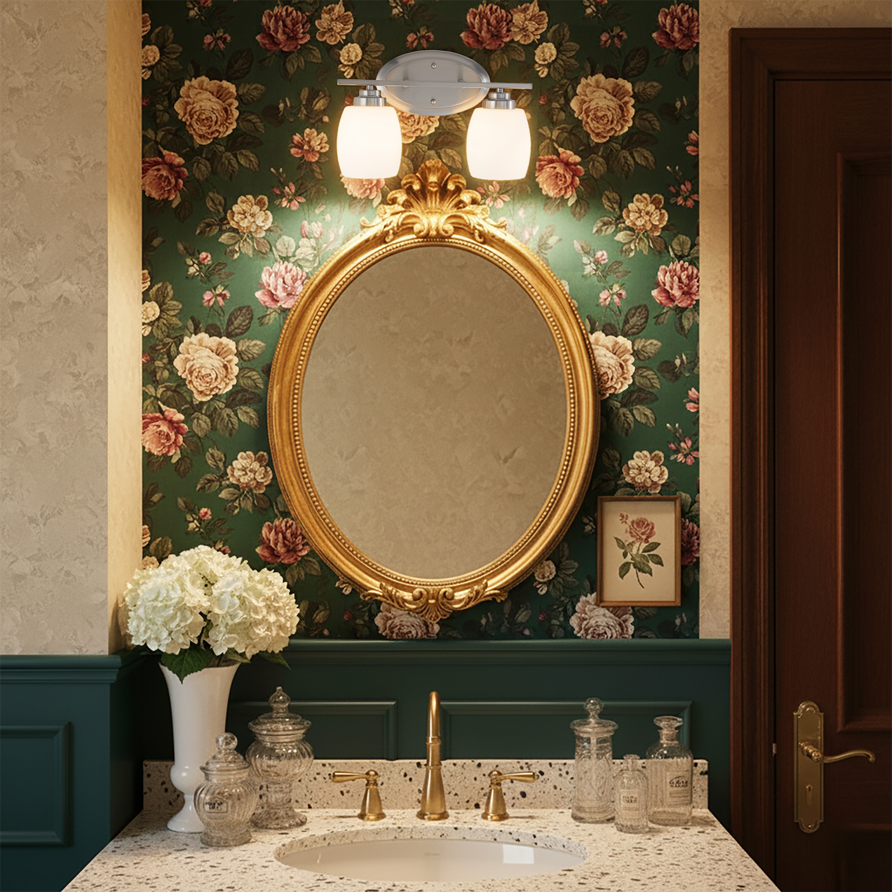 C Cattleya Vanity Light Indoor Wall Sconce Light with White Opal Glass