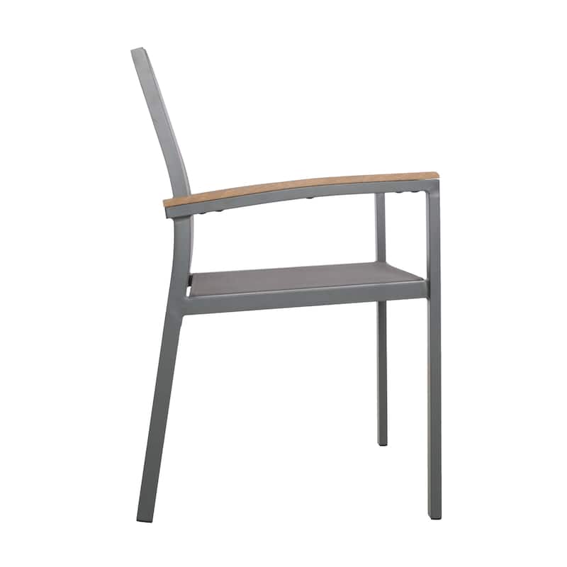 Luton Aluminum Outdoor Dining Chairs with Faux Wood Accents by Christopher Knight Home