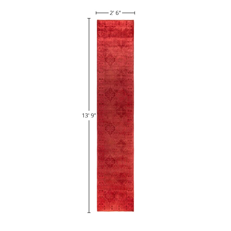 Overdyed One-of-a-Kind Hand-Knotted Area Rug - Red - 2' 6" x 13' 9"