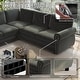 preview thumbnail 35 of 109, Homy Casa Chenille Sleeper Sectional Sofa with Pull-Out Bed