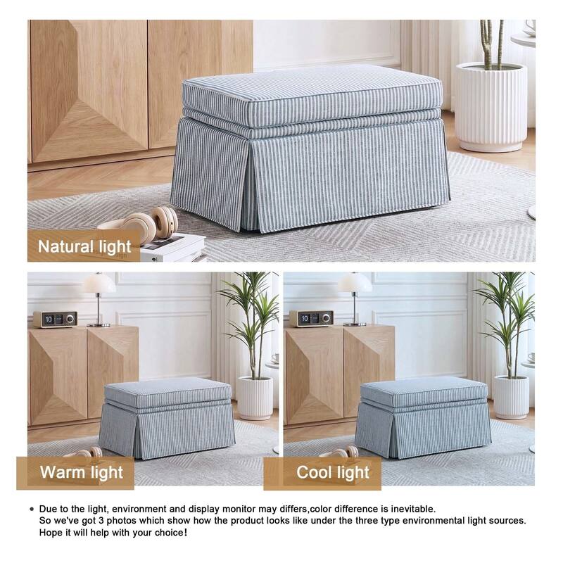 Rectangle Chenille Upholstered Storage Ottoman
