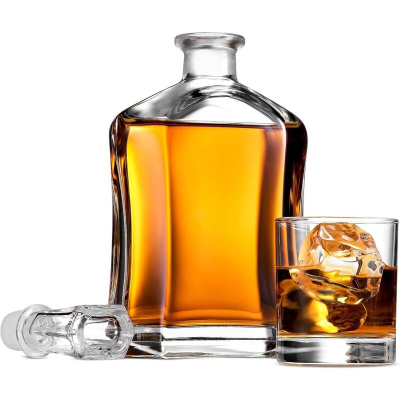 Bormioli Rocco Capitol Glass Decanter Airtight Geometric Stopper - 23.75 oz