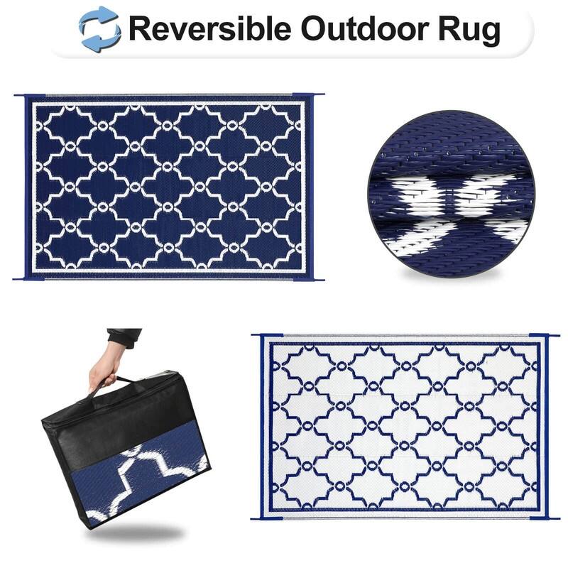 Outdoor Reversible Rugs for Patio, Outside Plastic Carpet - 6' x 4' (Rectangular)