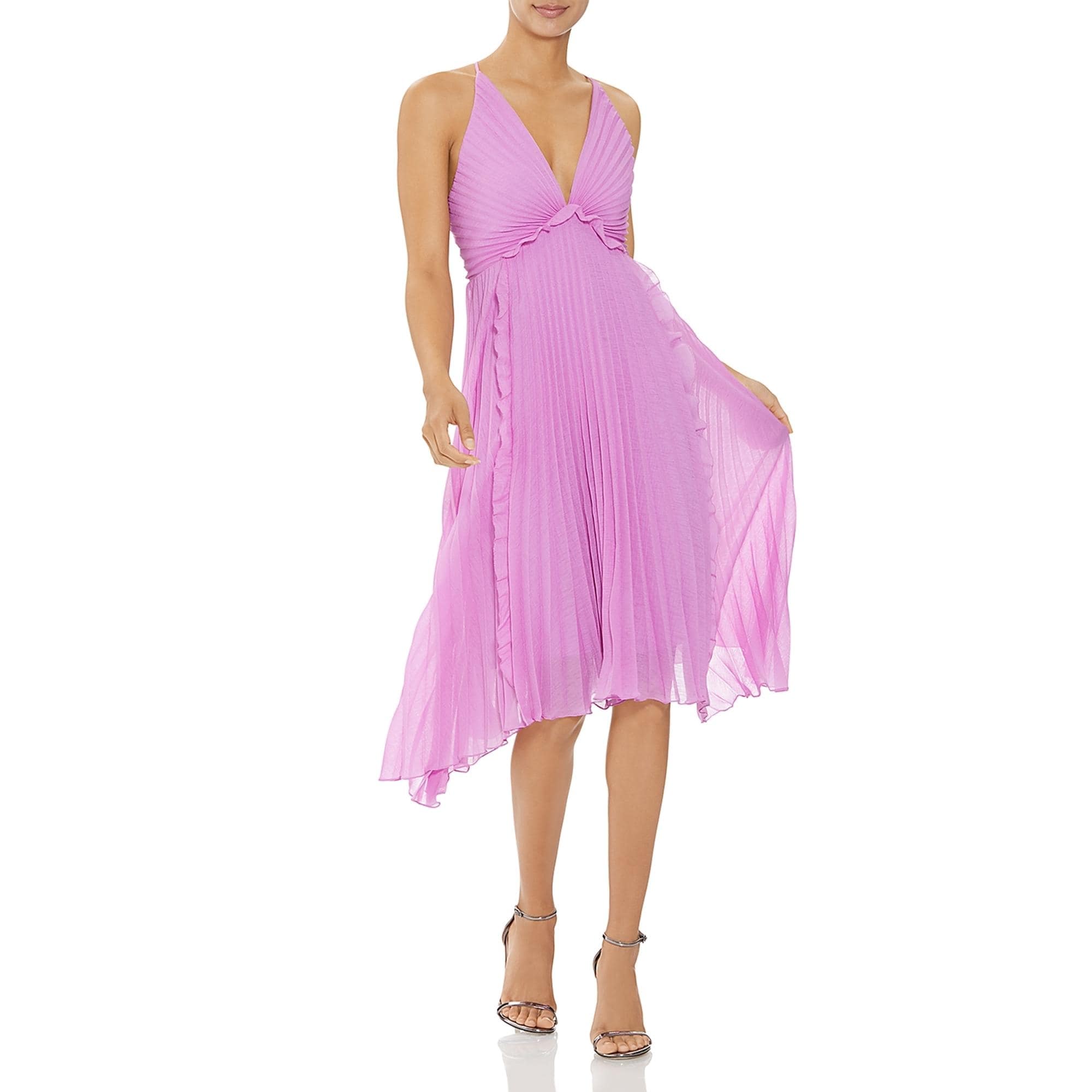 halter pleated midi dress
