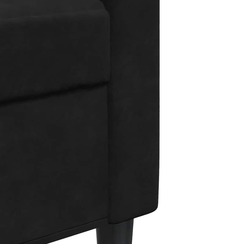 vidaXL 3-seater Sofa Black Velvet, Metal, Plywood, Textilene 82.7 in - 30.3 x 89.0 x 31.5 in