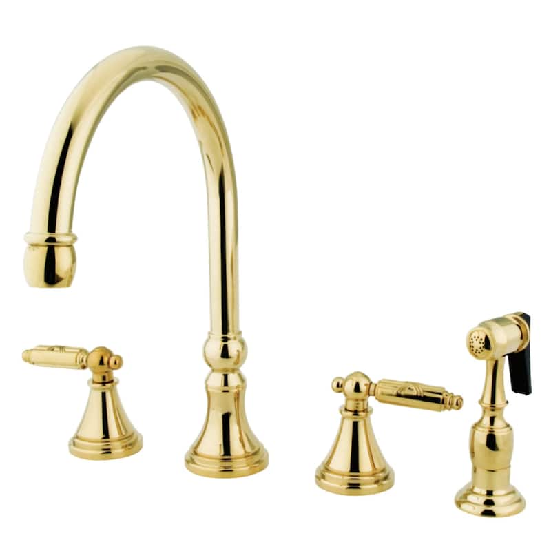 Kingston Brass Gourmetier Widespread Kitchen Faucet with Metal Lever