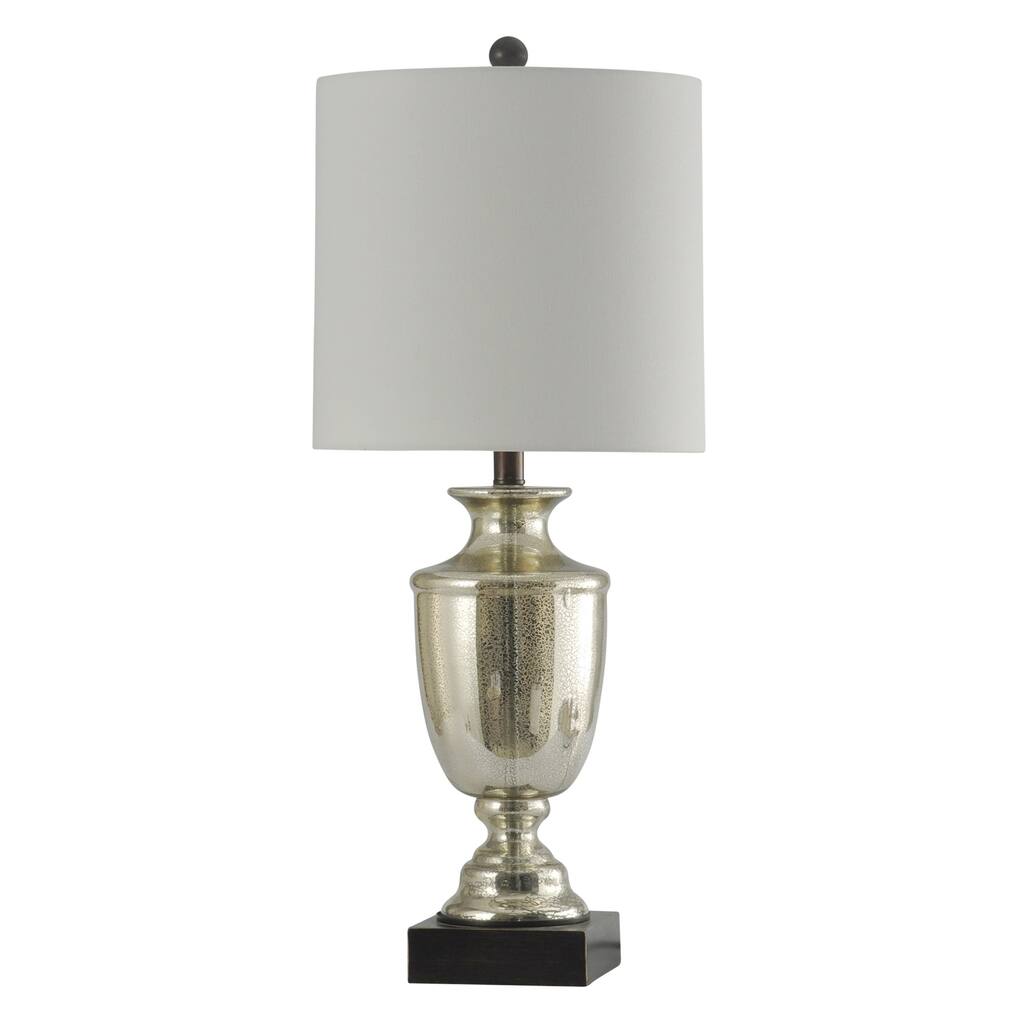 StyleCraft Northbay Mercury Glass Table Lamp - White Hardback Fabric Shade