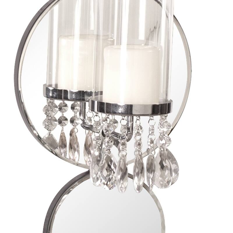 HomeRoots Silver and Clear Modern Bling Mirrored Wall Sconce - 10" W x 6" D x 31" H