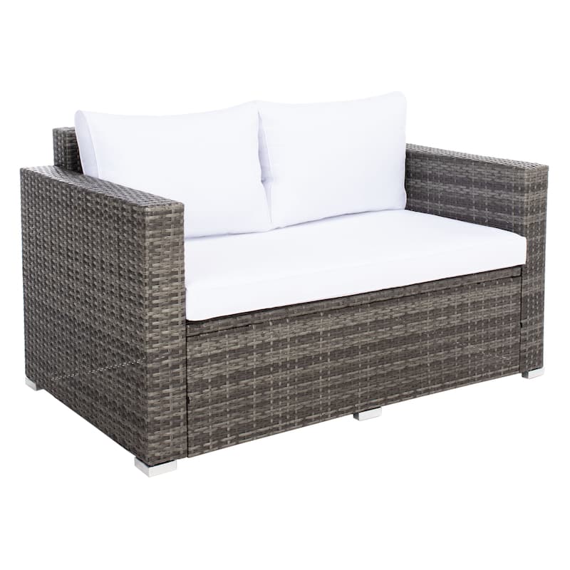 SAFAVIEH Outdoor Patio Furniture Natalee Wicker 4-Piece Conversation Set - 50W x 27D x 28H
