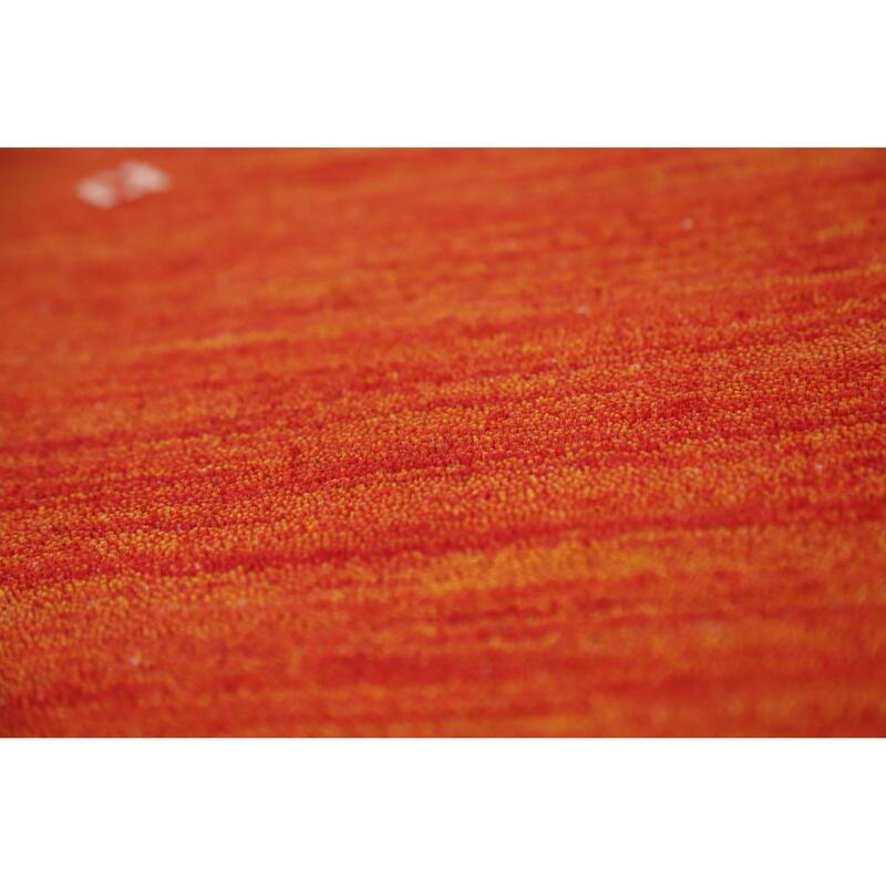 Orange Gabbeh Indian Rug Handmade Modern Wool Carpet - 4'7" x 6'5"