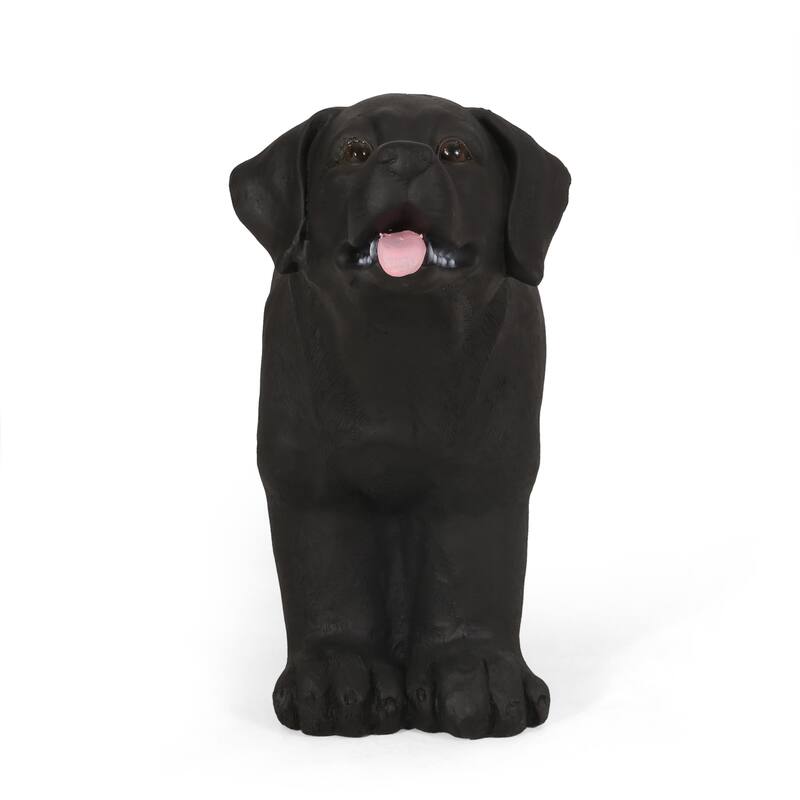 MGO Dog Bench, Black Labrador Design Concrete Outdoor Bench, 31.50"
