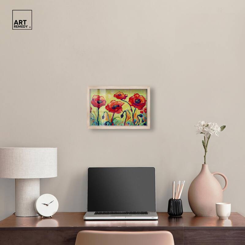 Red Poppy Field II Shadowbox by Art Remedy