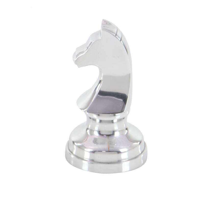 CosmoLiving by Cosmopolitan Silver or Dark Gray Aluminum Metal Chess Sculpture with Knight, Queen and King (Set of 3)