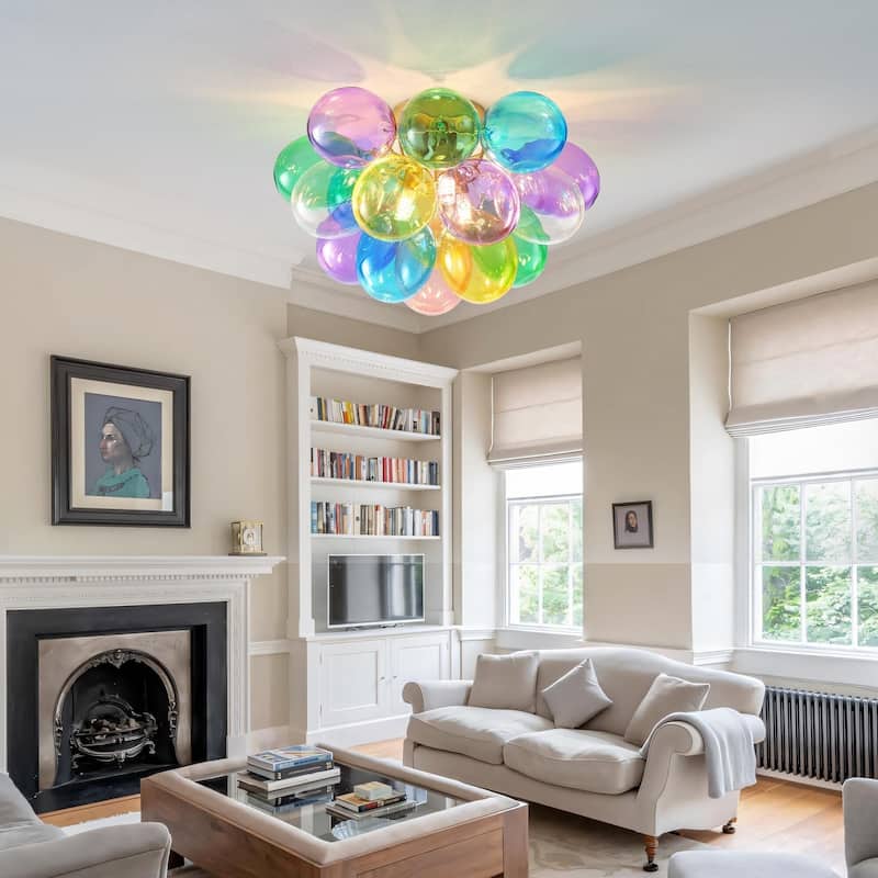 Colorful Glass Bubble Ball Swirled Glass Chandelier - Multicolor