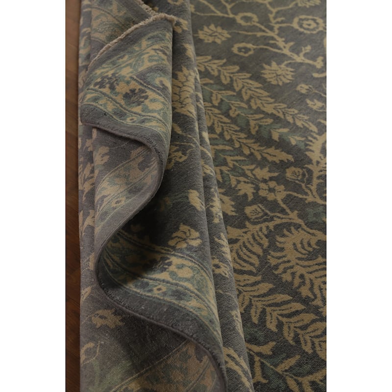 Hand Knotted Oriental 100% Wool Carpet Traditional All-Over Greys & Charcoal Ziegler Area Rug - 12' 2'' X 9' 0''