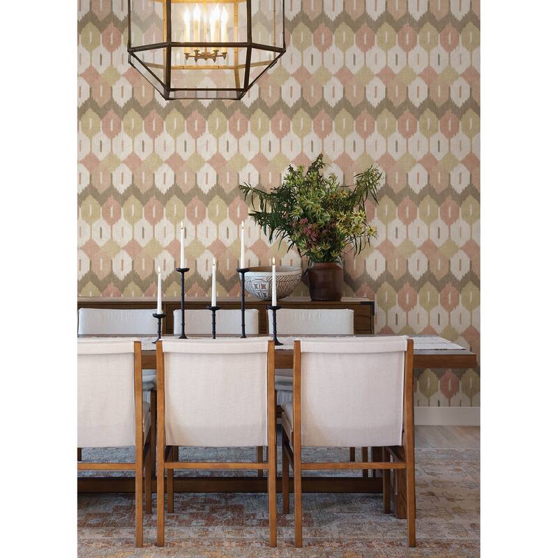 A-Street Prints Abilene Apricot Ikat Wallpaper