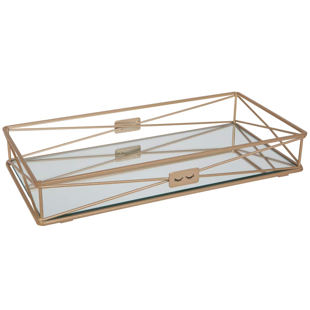 Home Details "Gorgeous" Vanity Tray in Satin Gold - Satin Gold - 14"x 7"x 2"
