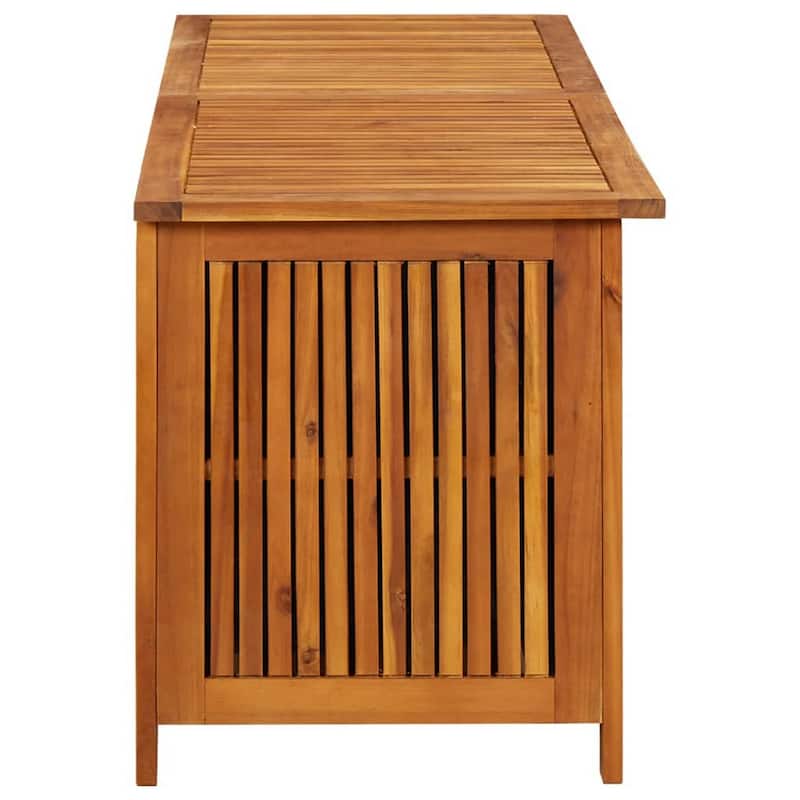 Outdoor Storage Chest with Inner Bag, Brown Solid Acacia Wood, 59 Inch