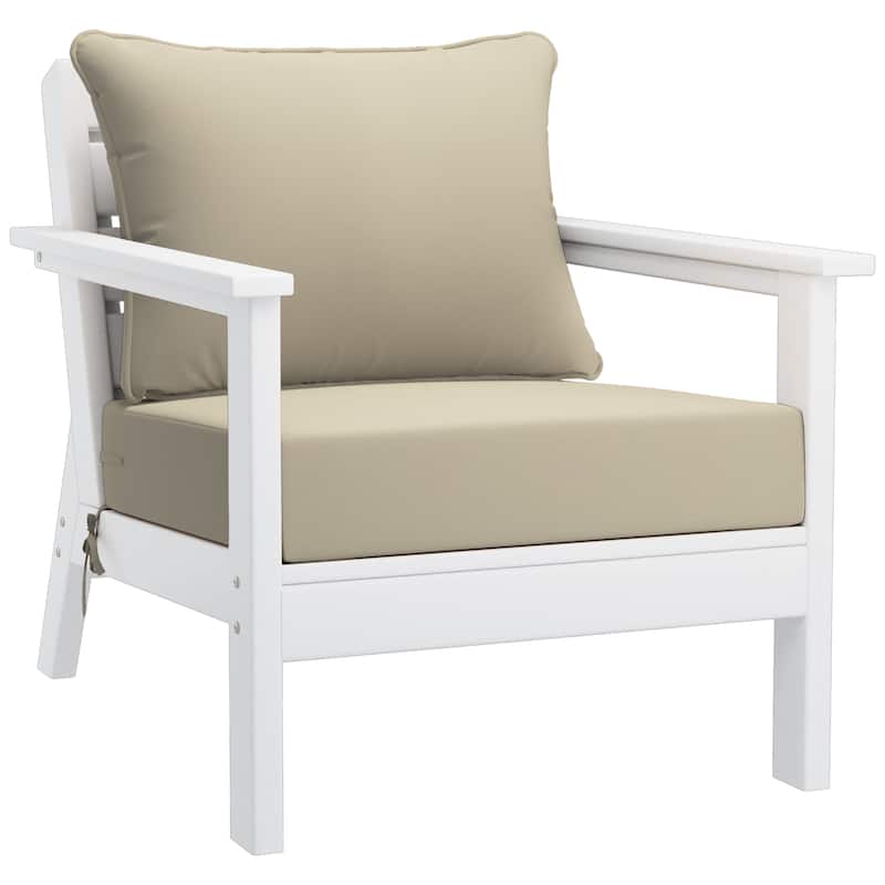 Birchwood All Weather HDPE Outdoor Patio White Deep Seating Conversation Set (6-Piece Set)