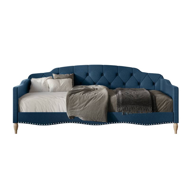 CraftPorch Modern Linen Nailhead Button Tufted Twin Daybed