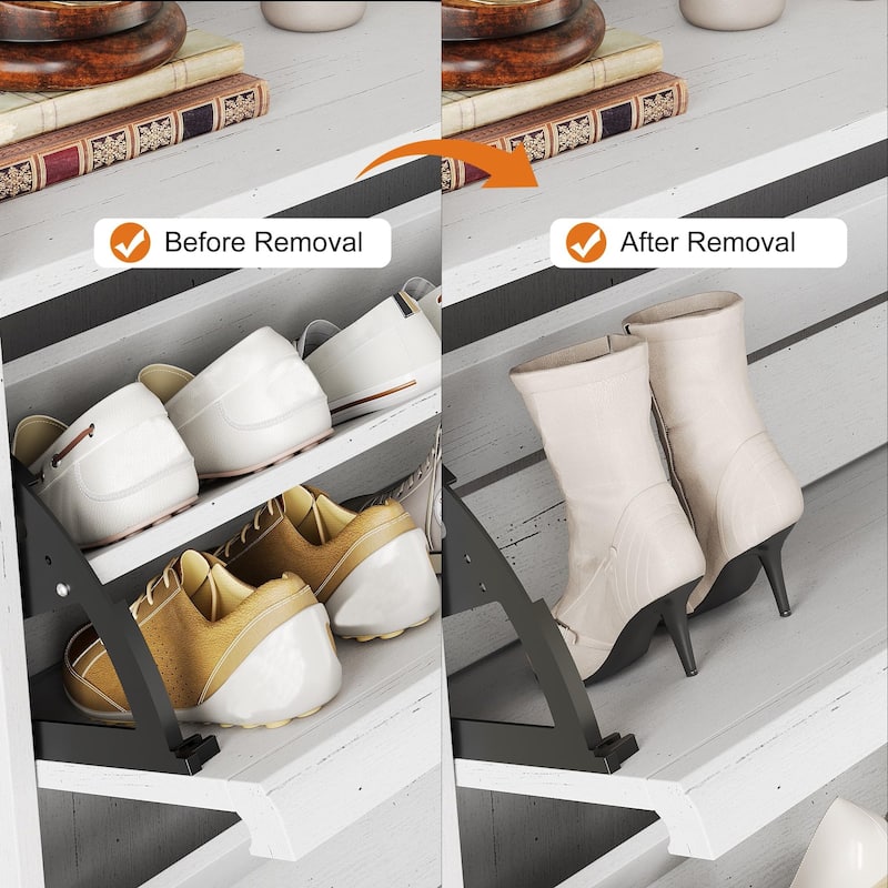 Shoe Cabinet with 3/2/4 Flip Drawers, Modern Shoe Storage for Entryway, Wooden Shoe Organizer Cabinet