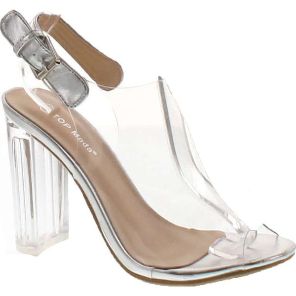 lucite chunky heel