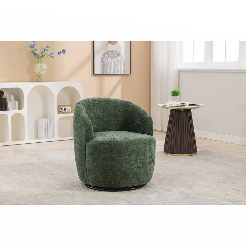 Chenille Swivel Barrel Chair