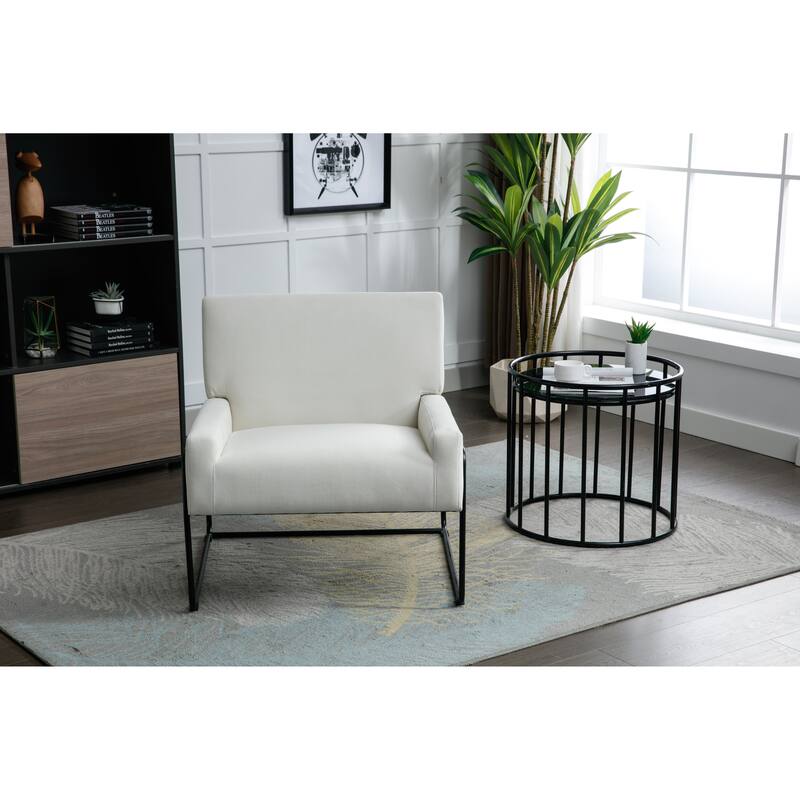 Modern Industrial Slant Armchair with Metal Frame,Premium High Density Soft Single chair for Living Room Bedroom
