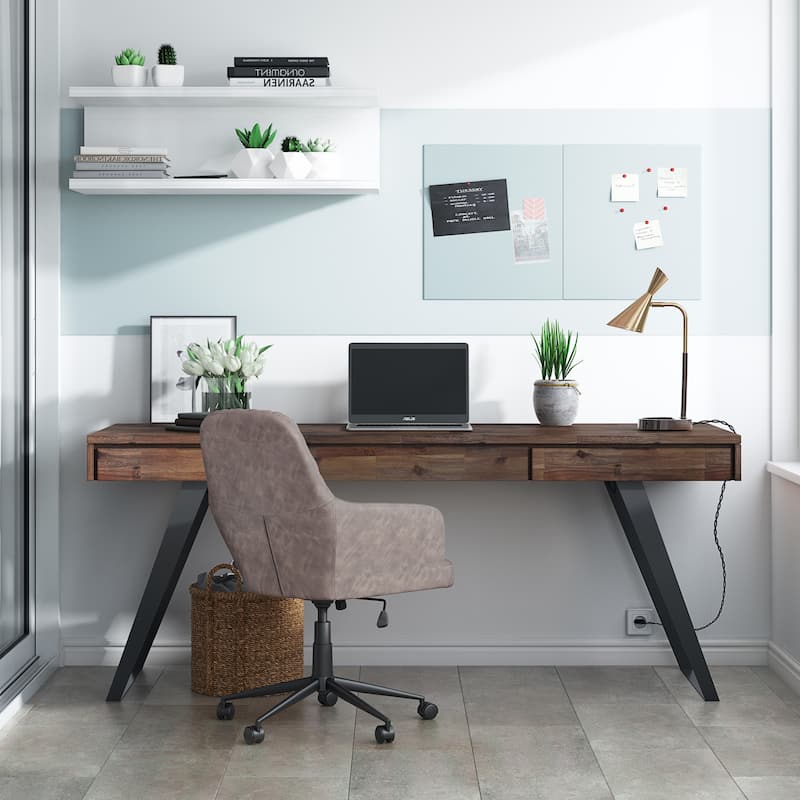 WYNDENHALL Mitchell SOLID WOOD Modern Industrial 72 inch Wide Large Desk