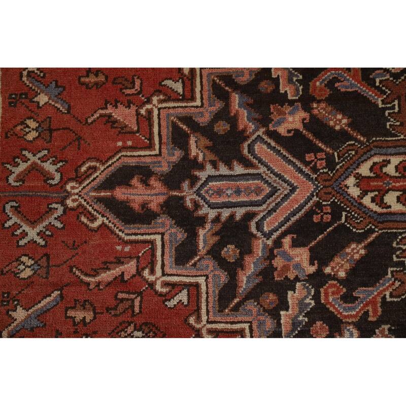 Traditional Geometric Heriz Persian Area Rug Hand-knotted Wool Carpet - 8'0" x 11'1"