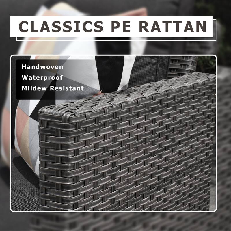 XIZZI Outdoor Rattan Wicker Loveseat with Cushions